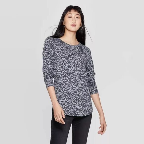 Women's New Leopard Print Long Sleeve T-Shirt Top M - Picture 1 of 3